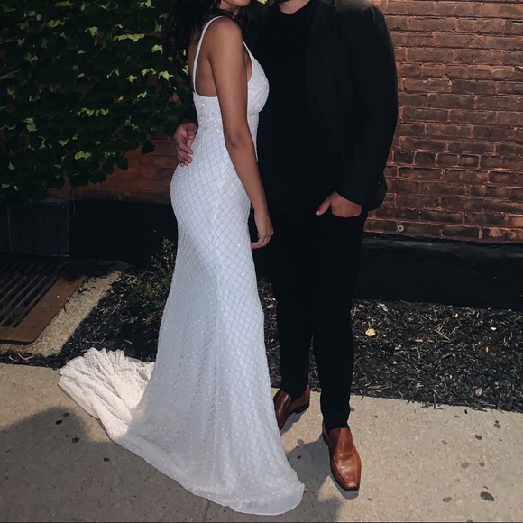 Beaded Gown w/ Train - Picture 1 of 10